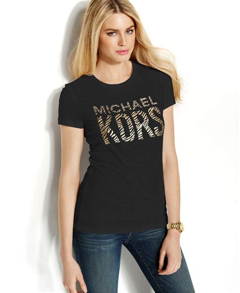 michael kors logo t shirt women's|Michael Kors women's ruffled shirts.